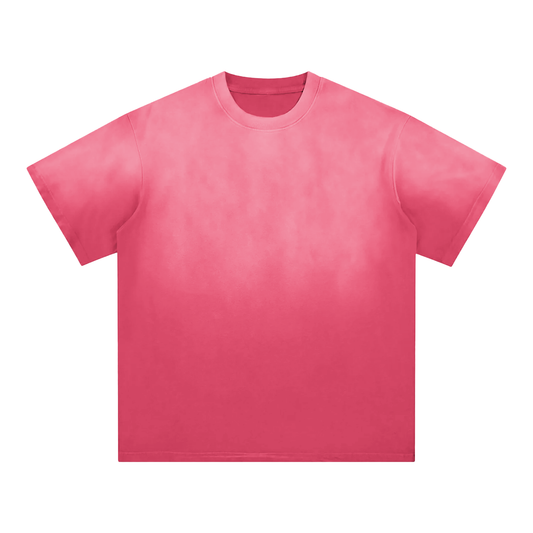 Flat lay of the Future-Homme ombre Effect t-shirt in pink front side on a white background 