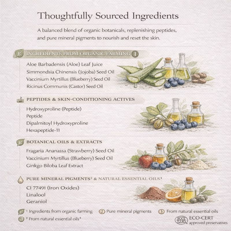 Peptide Serum ingredients card. 