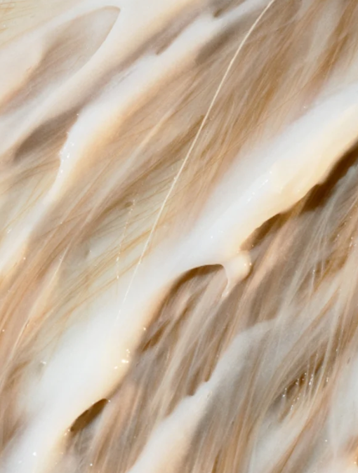 Close-up of beige and brown hair texture