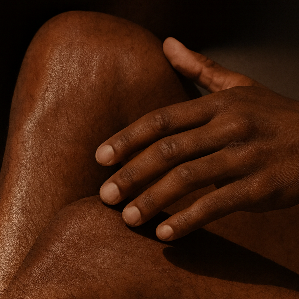 Hand and knees of a model 