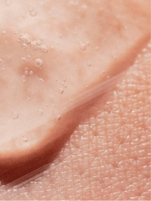 Close up of skin and product texture. 