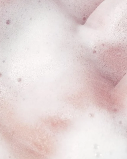 Close up of foam on a hand. 