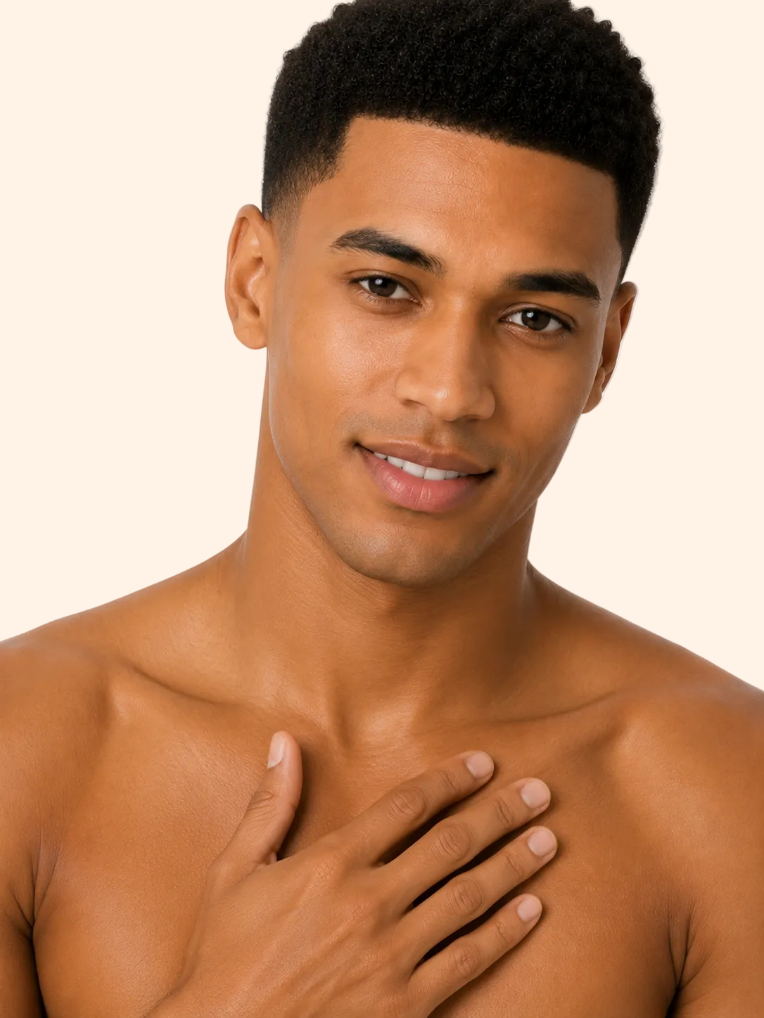 Man with a shirtless torso on a white background