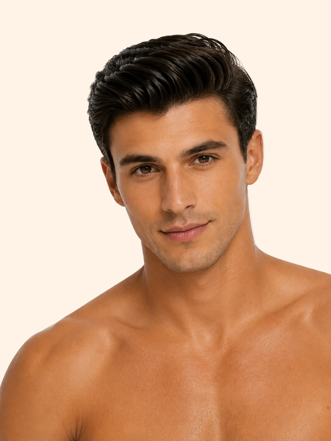 Man with a well-groomed hairstyle on a plain background