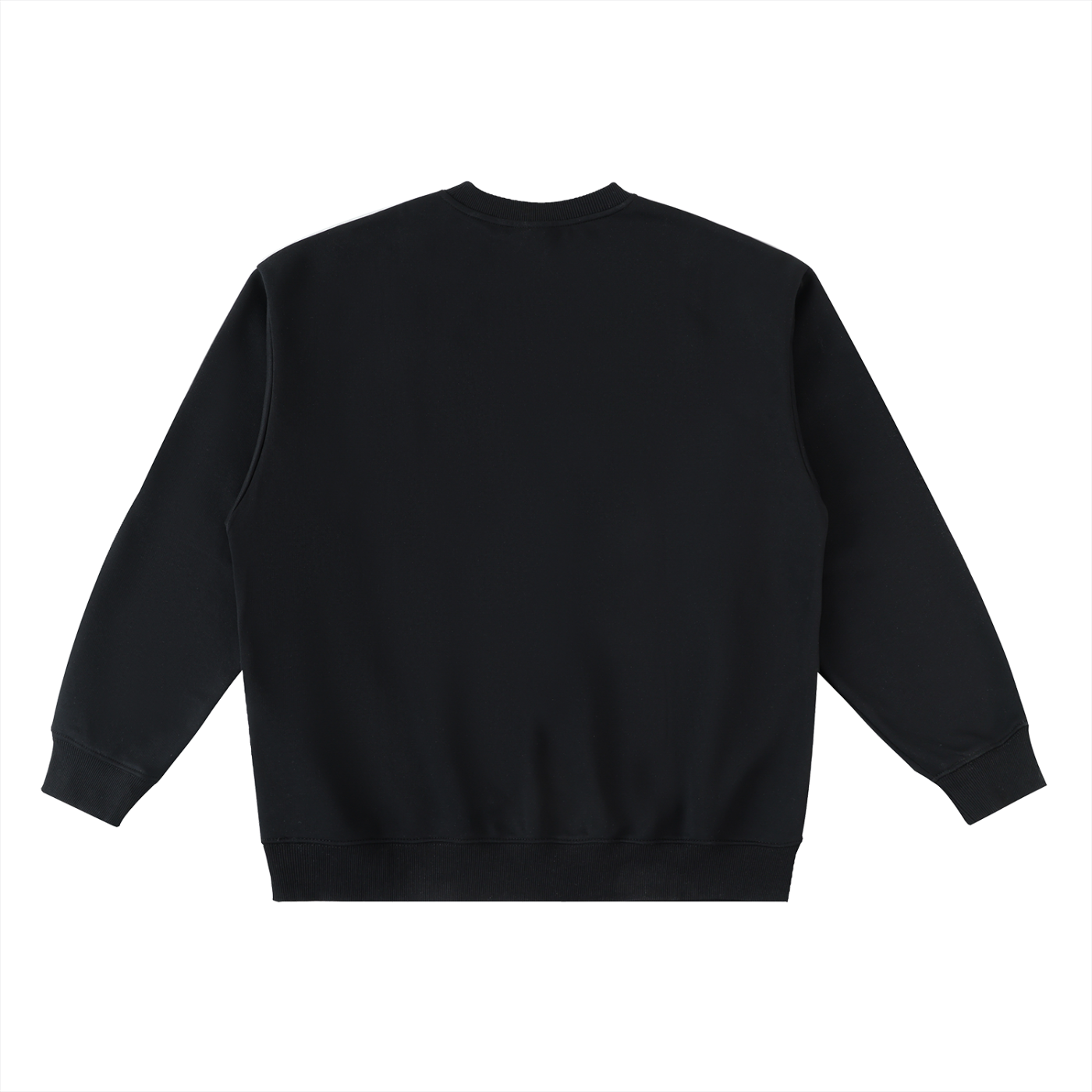 Flat lay of the track crewneck oversized sweatshirt in black backside on a white background - Future-Homme 
