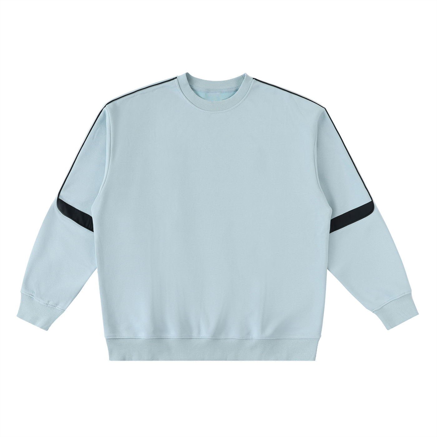 Flat lay of the track crewneck oversized sweatshirt in light blue front side on a white background - Future-Homme 