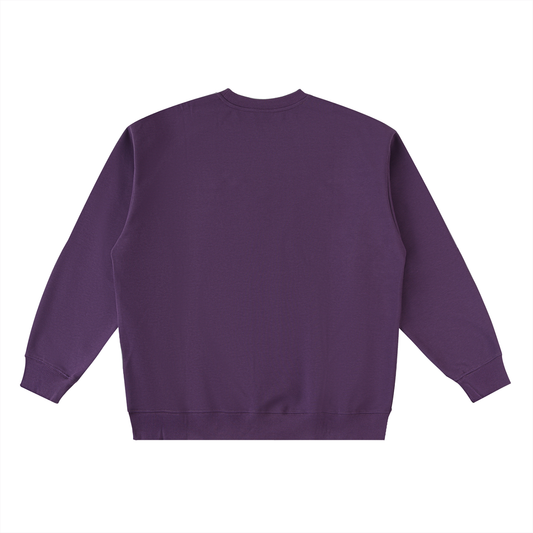 Flat lay of the track crewneck oversized sweatshirt in purple back side on a white background - Future-Homme 