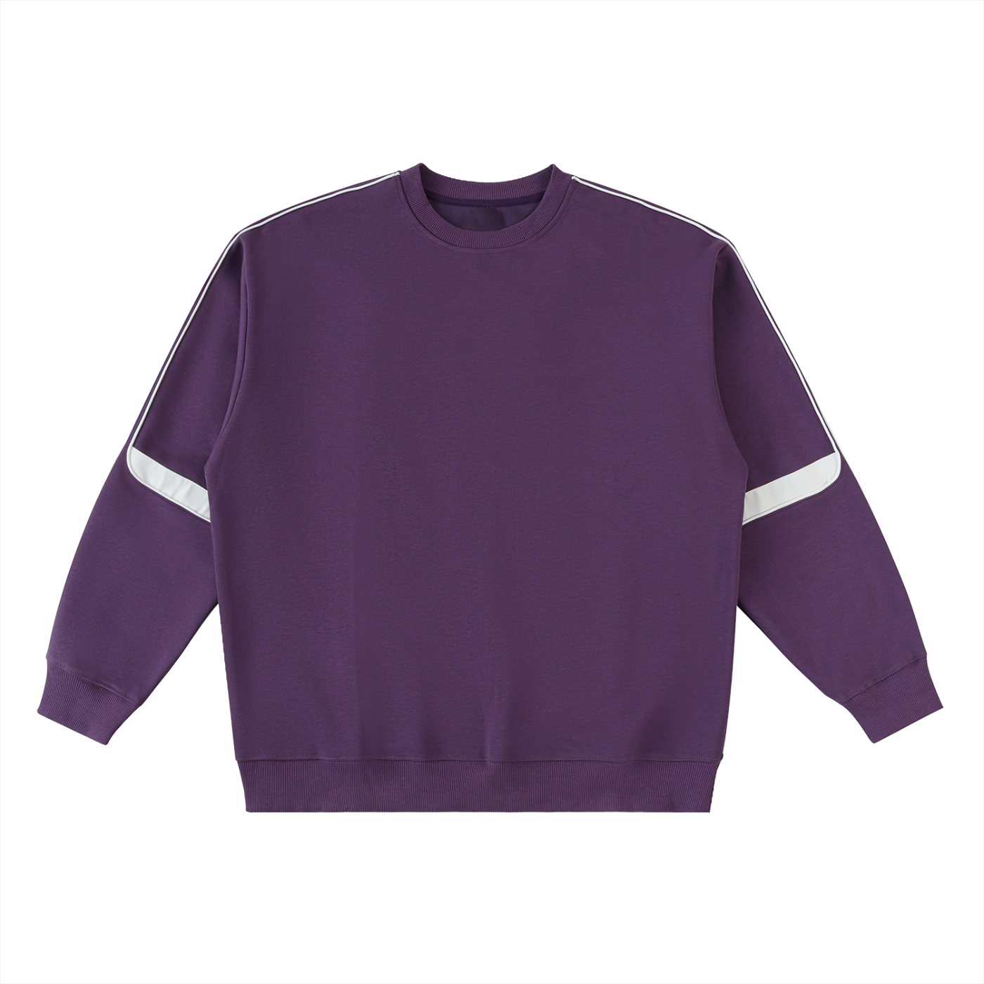 Flat lay of the track crewneck oversized sweatshirt in purple front side on a white background - Future-Homme 