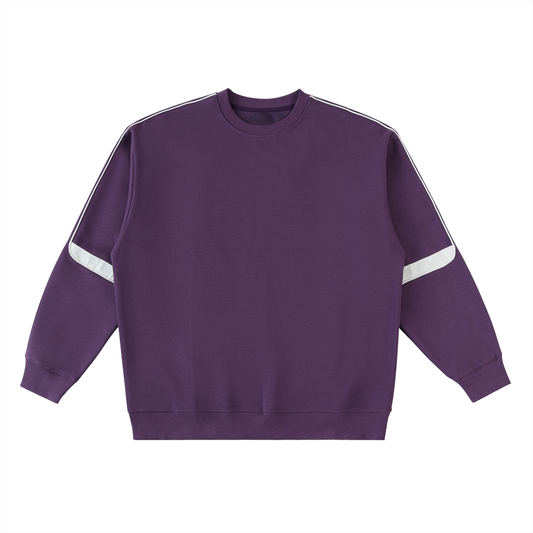 Flat lay of the track crewneck oversized sweatshirt in purple front side on a white background - Future-Homme 