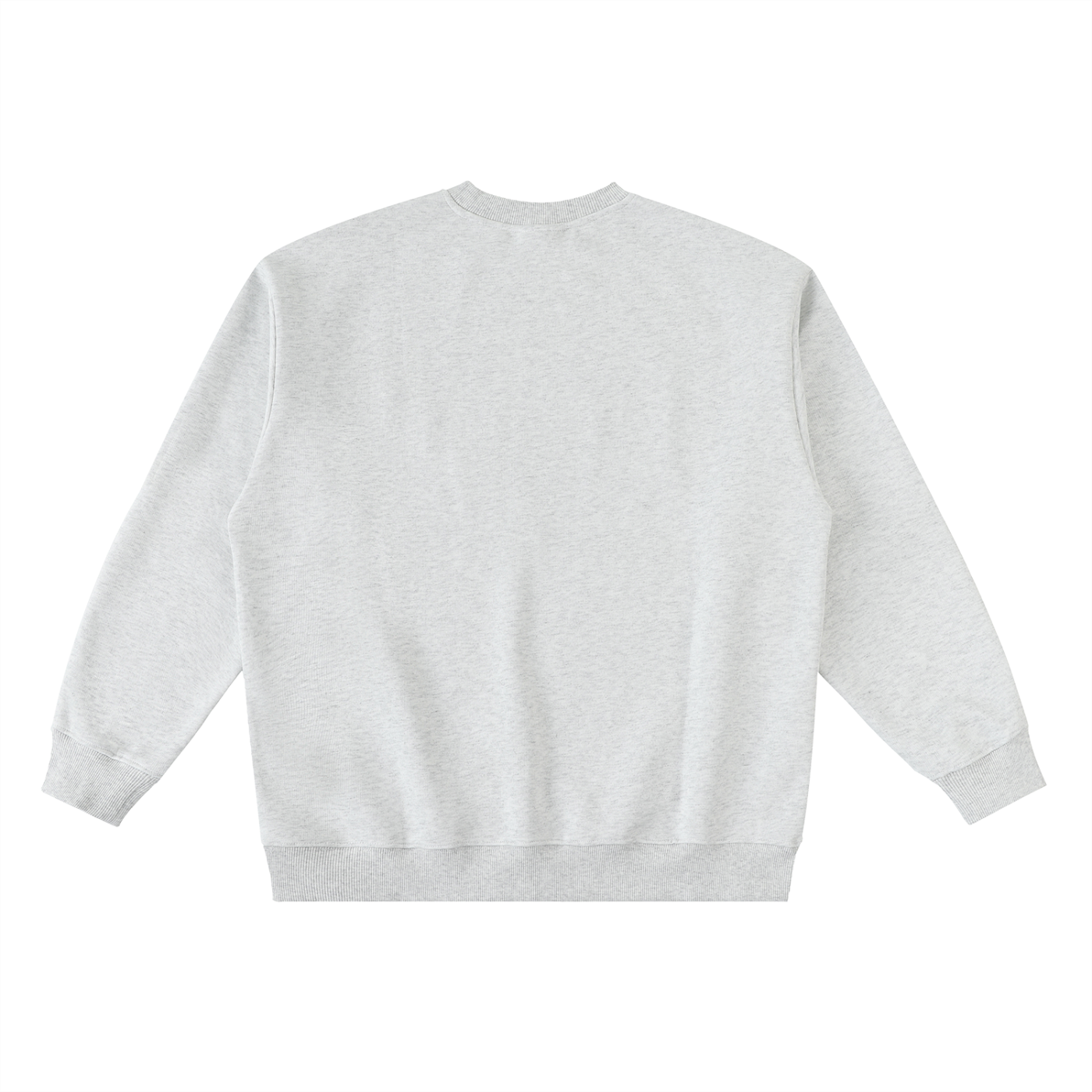 Flat lay of the track crewneck oversized sweatshirt in white gray backside on a white background - Future-Homme 