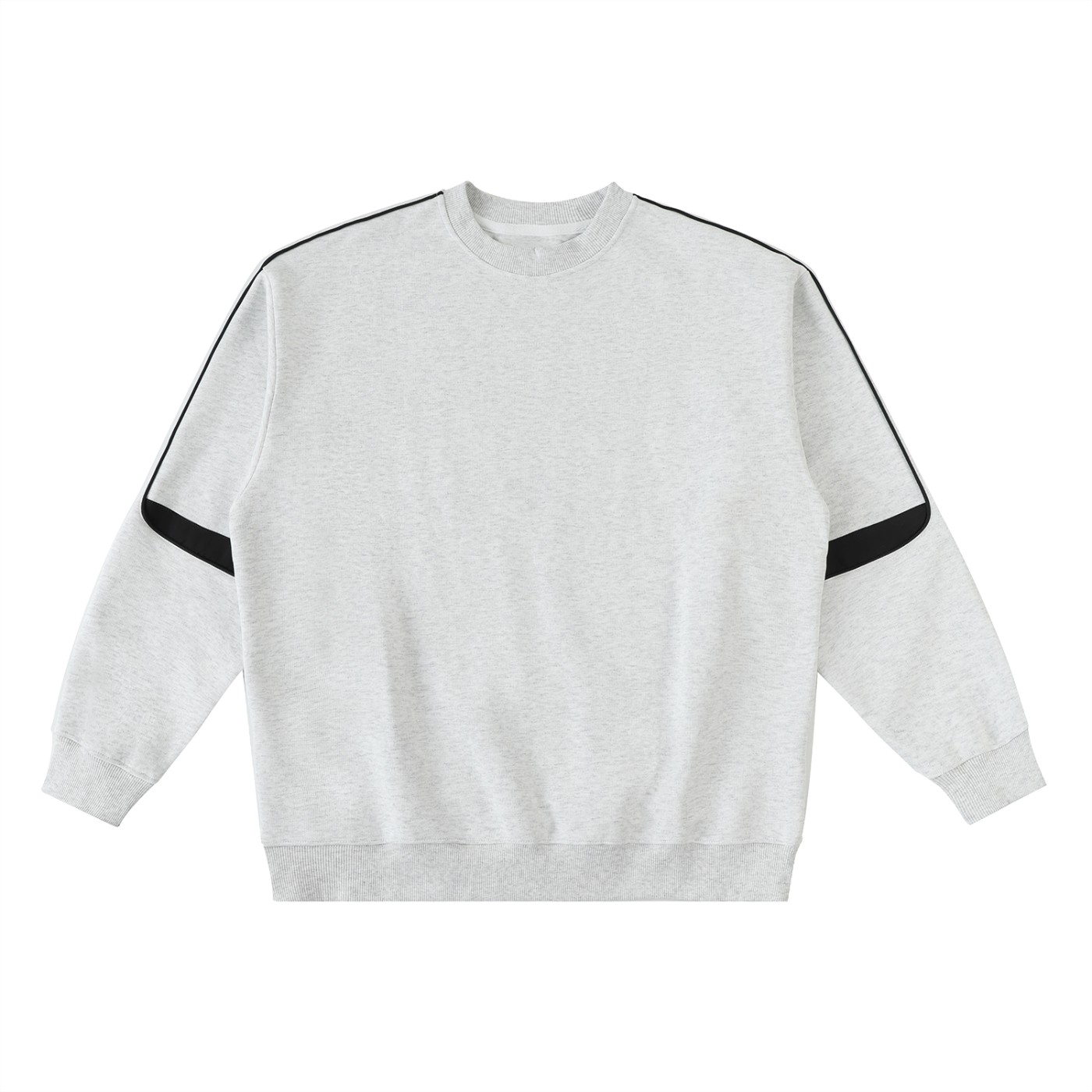 Flat lay of the track crewneck oversized sweatshirt in white gray on a white background - Future-Homme 