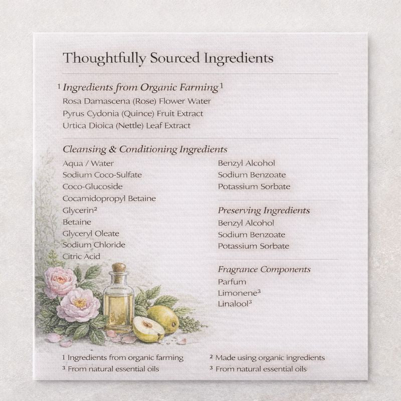 Product label with ingredients list on a textured background