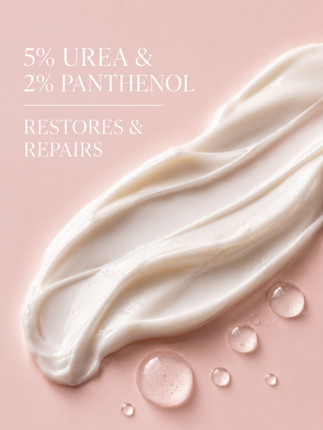 Creamy substance with text on a pink background