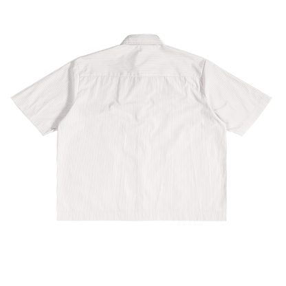 White short-sleeve shirt with subtle pattern on a white background