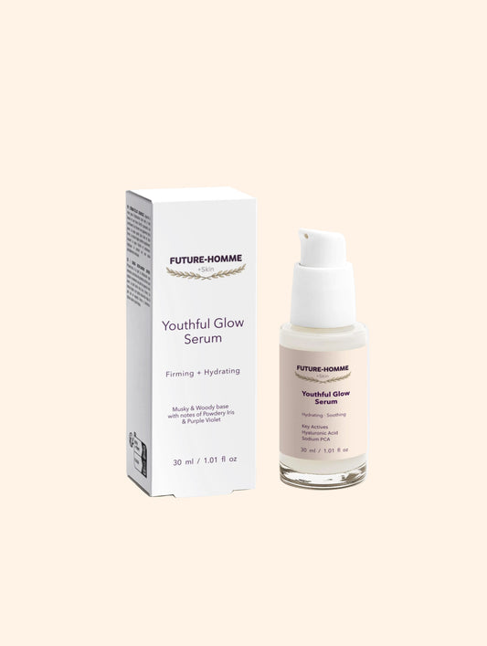Youthful Glow Serum packaging with bottle on a white background