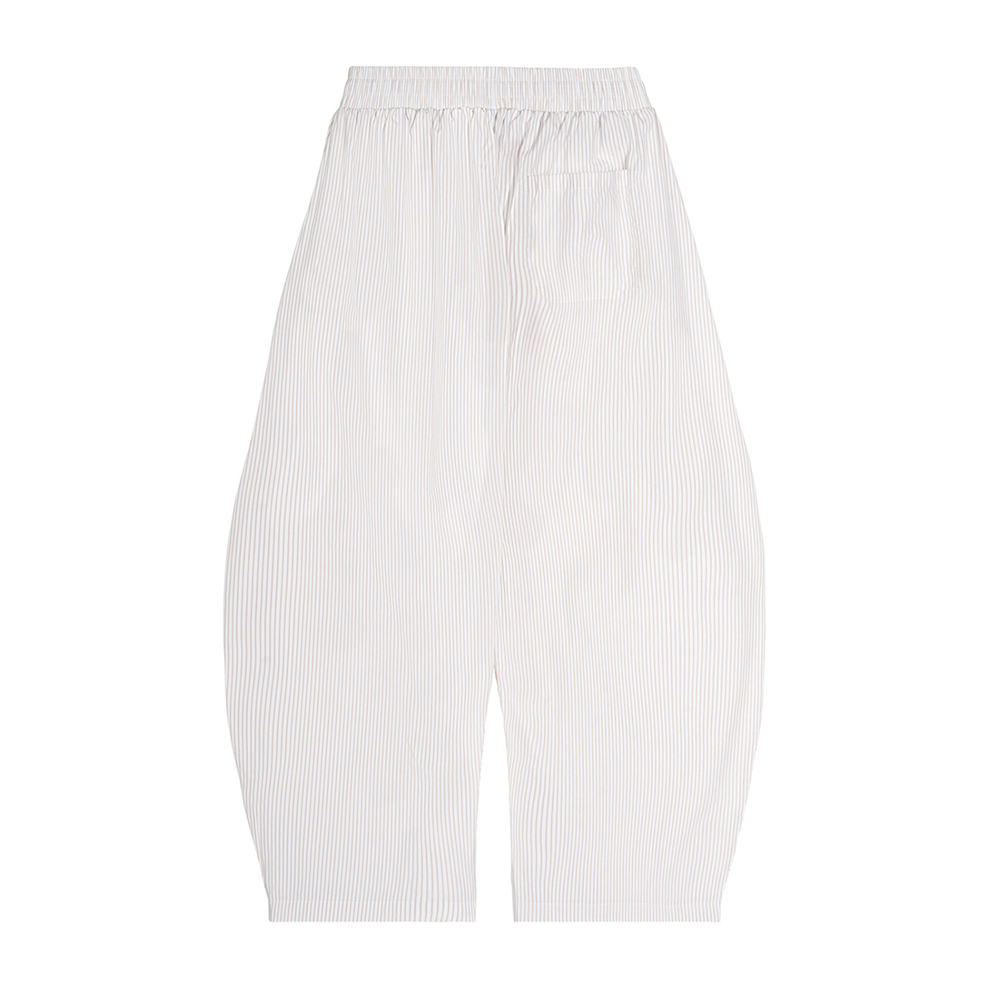 White pants with thin gray stripes on a white background