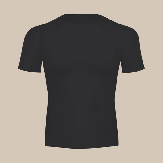Black t-shirt on a white background