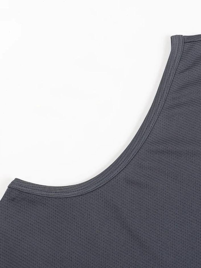 Close-up of a gray tank top on a white background
