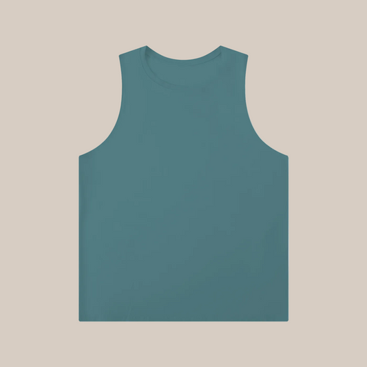 Teal tank top on a white background
