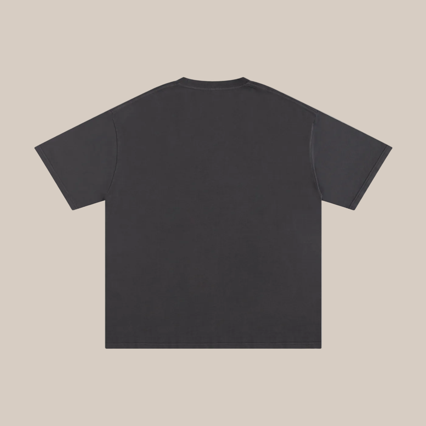 dark gray t-shirt on a beige background