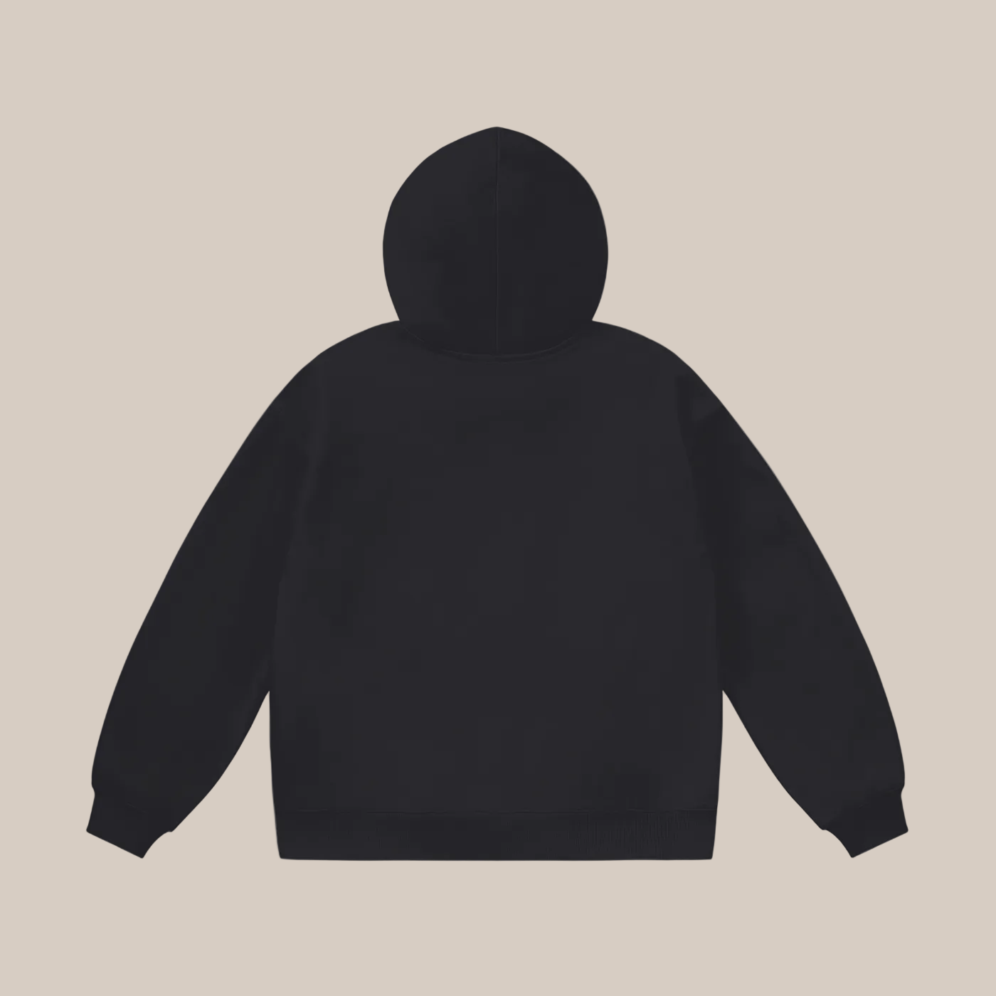 Black hoodie on a beige background