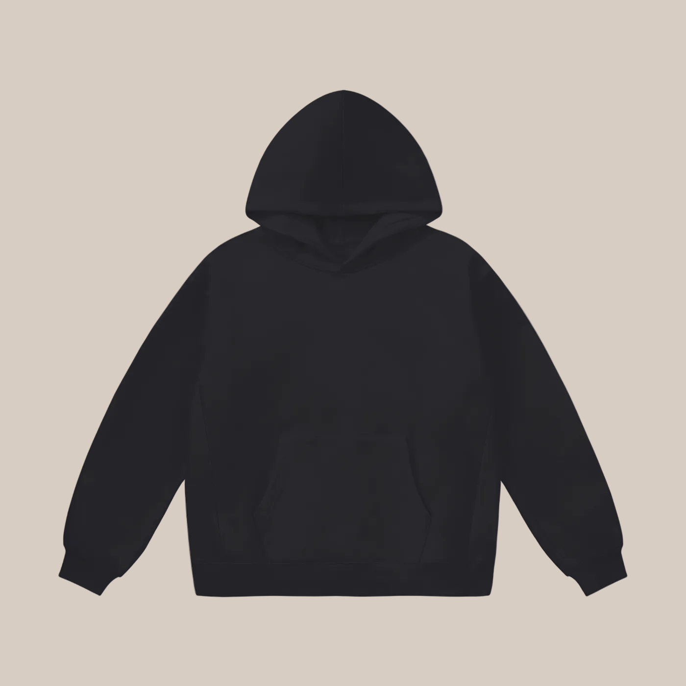 Black hoodie on a beige background