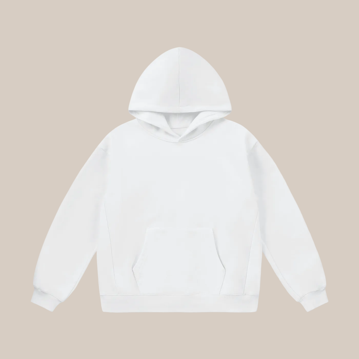 White hoodie on a beige background