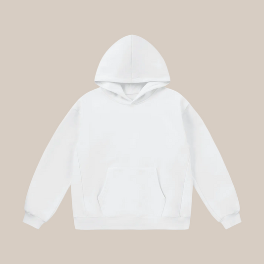 White hoodie on a beige background