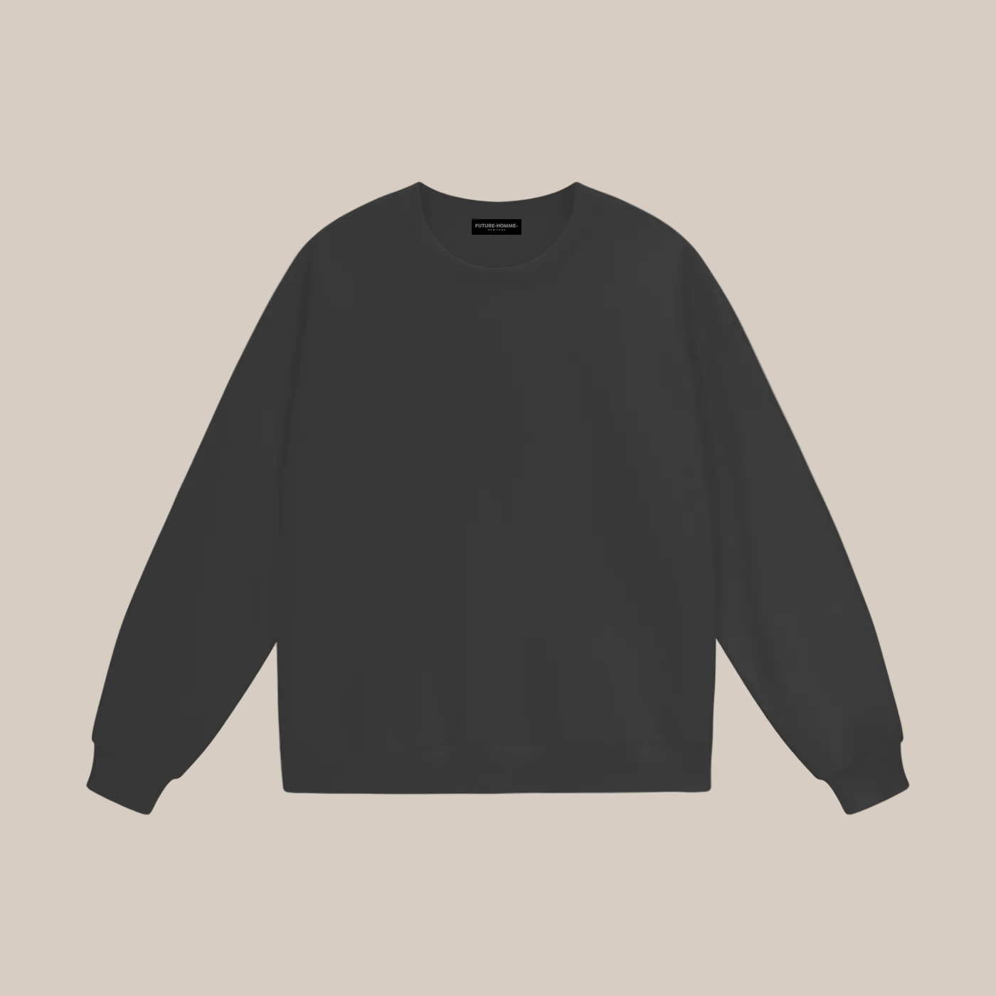 Black sweatshirt on a beige background