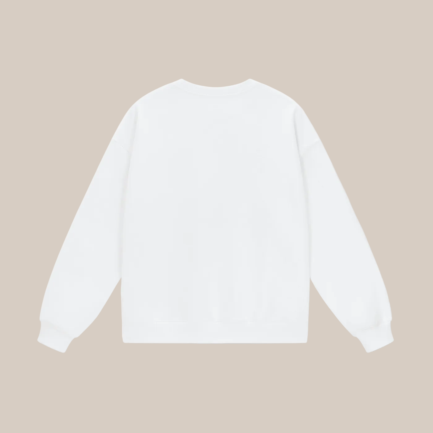 White long-sleeve shirt on a beige background