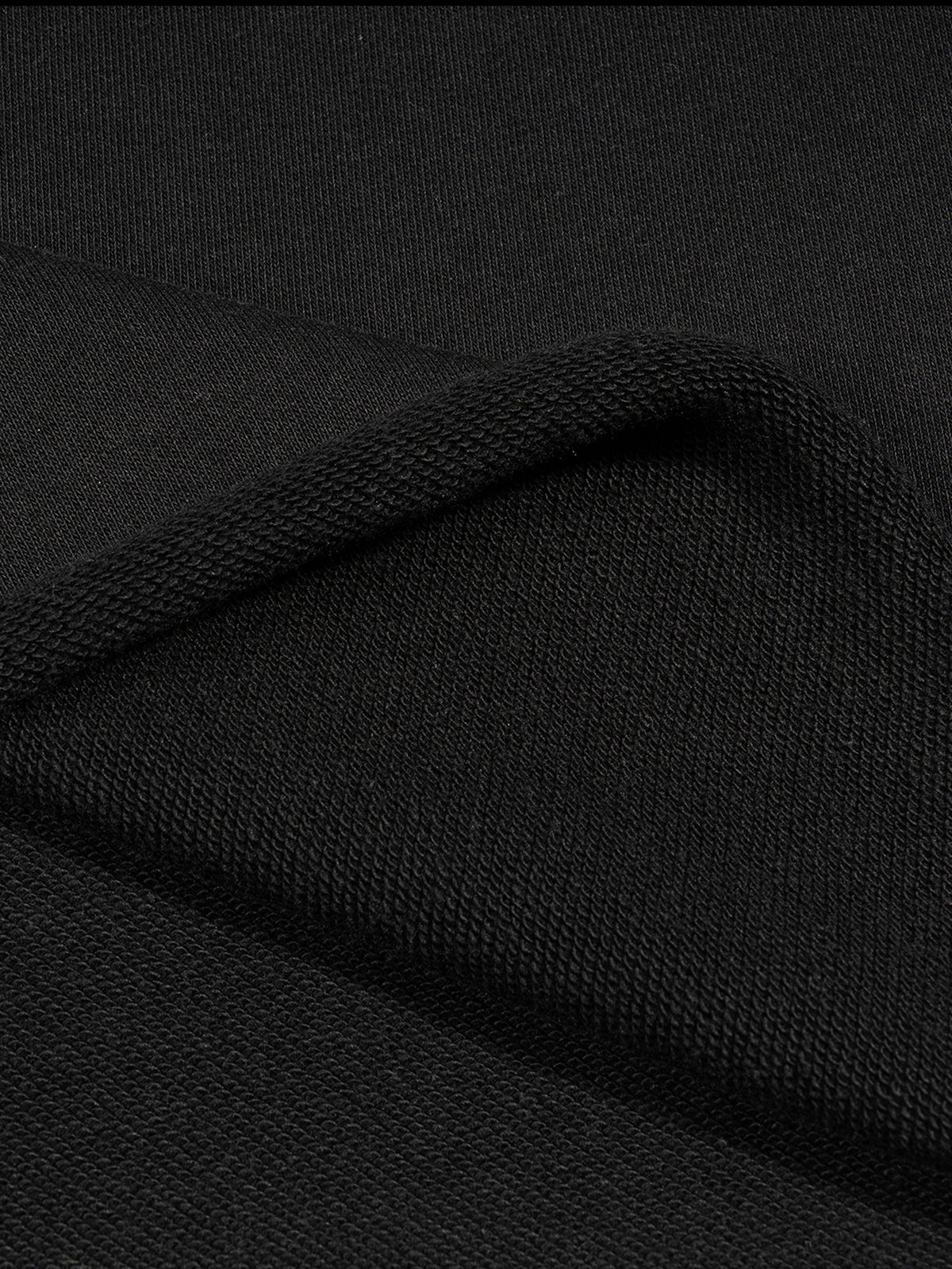 a fabric swatch in black of french terry