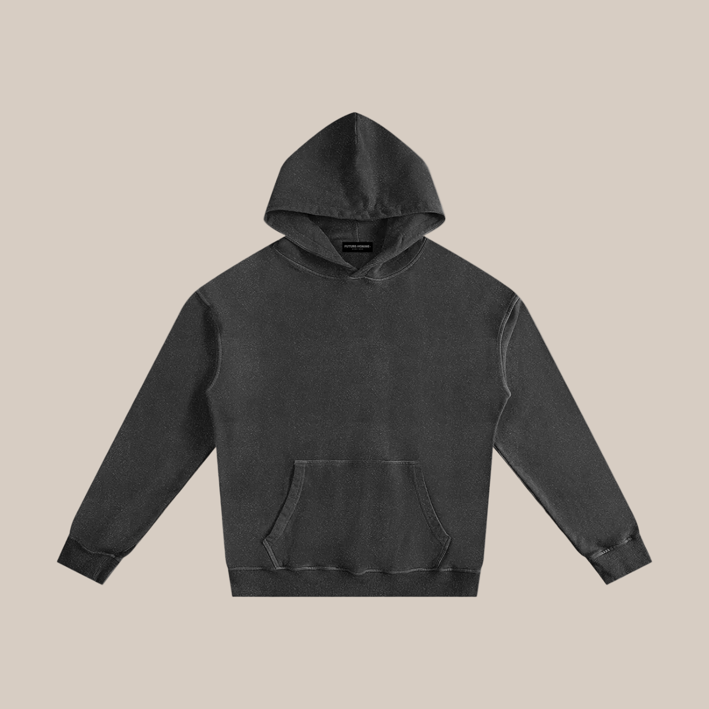 Black hoodie on a beige background