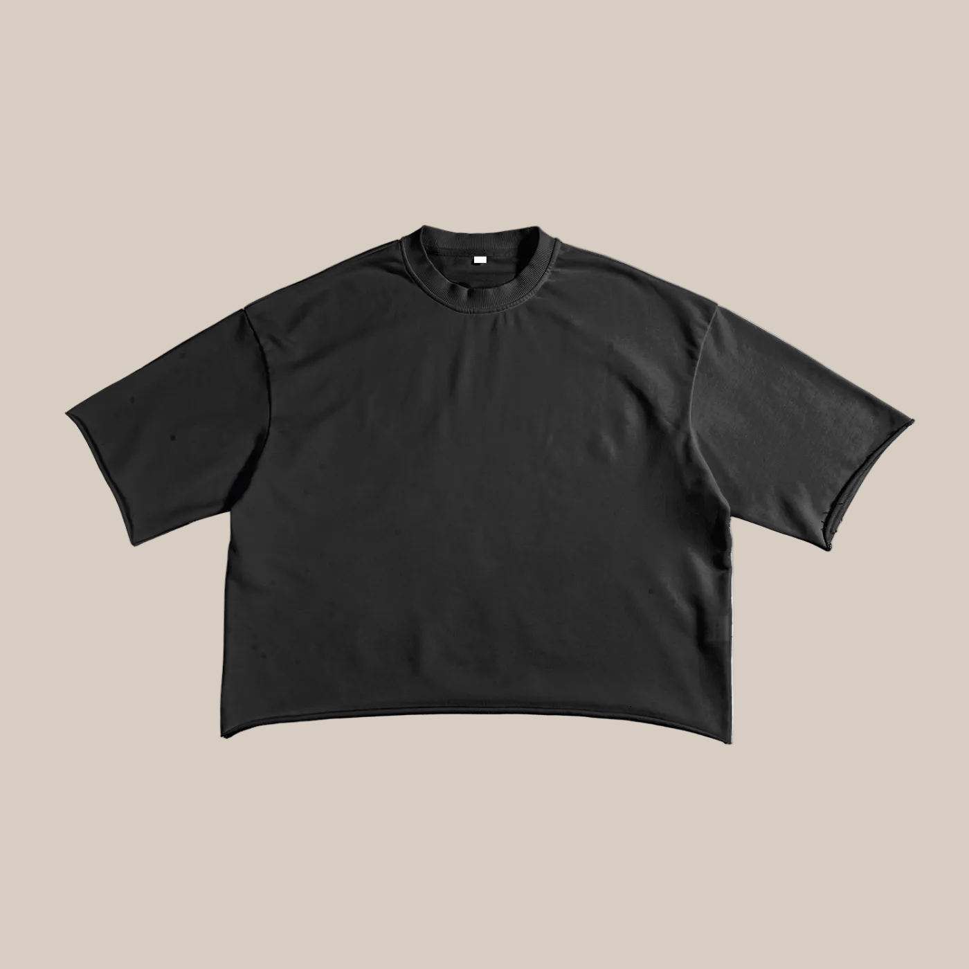 Black t-shirt on a beige background