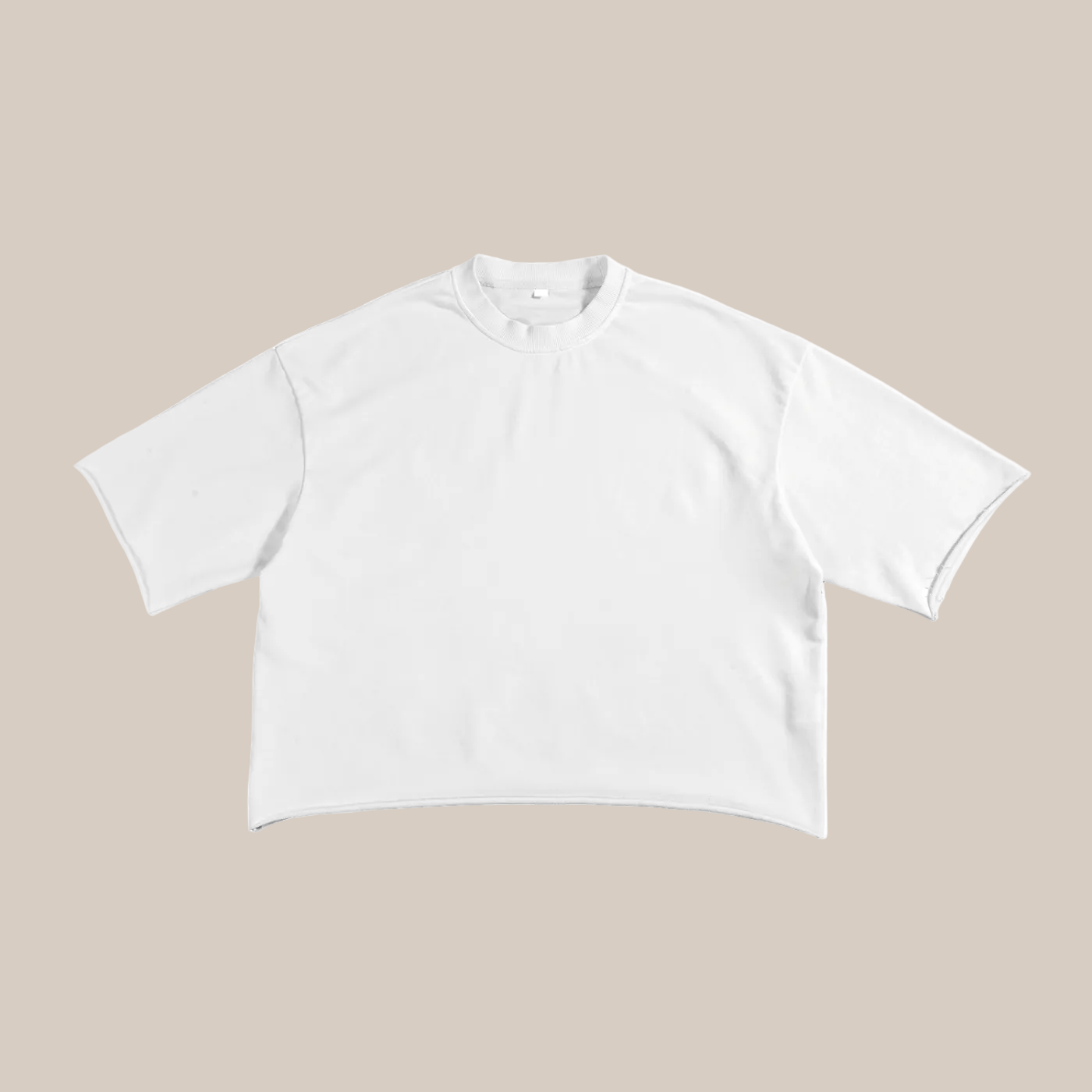 White short-sleeve shirt on a beige background
